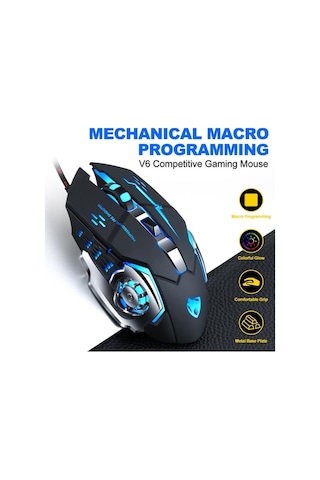 Prestigegoods T-wolf V6 Usb Kablolu 6 Düğmeli Aydınlatmalı Ergonomik Mouse V6