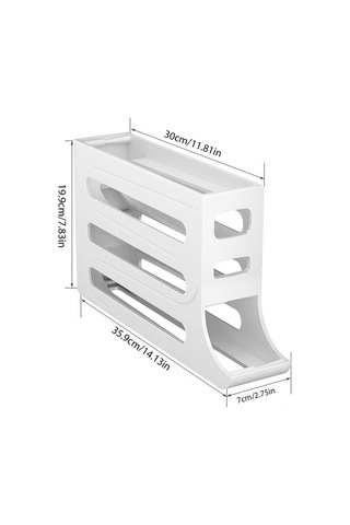 Ranyeek Beyaz Otomatik Yuvarlanan Yumurta Depolama Kutusu - 30 Yumurta Kapasitesi, Soğutucu Tahtası Tasarımı, Kaymaz Önleme Ayakları Beyaz