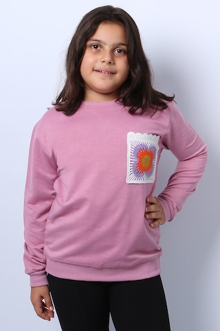 Kız Çocuk Sweat Ribanalı Cepli C43 Pembe