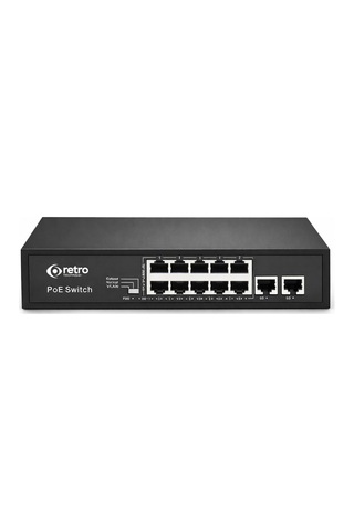 Retro Rt-8p2u 8 Port 10/100 Mbps Poe Switch 2 Uplink 10/100 Mbps