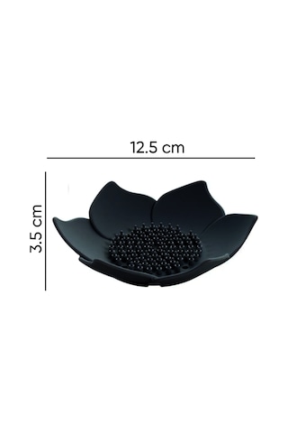 Lotus Desenli Sabun Ve Sünger Tutacağı Silikon Siyah Su Giderli Lotus Şekilli Şık Katı Sabunluk Diğer
