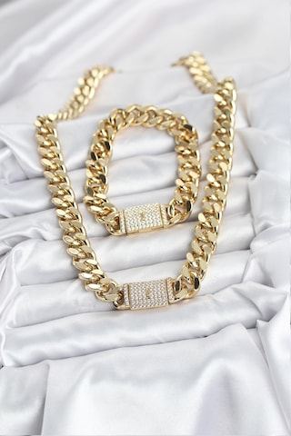 Zarif Vücutlar İçin Xuping Gurmet Stil Golden Kolye Bileklik Seti Gri