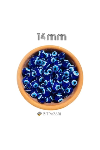 14 Mm Danagöz Nazar Boncuğu - Dekoratif Boncuk 30 Adet - Kalın Delikli