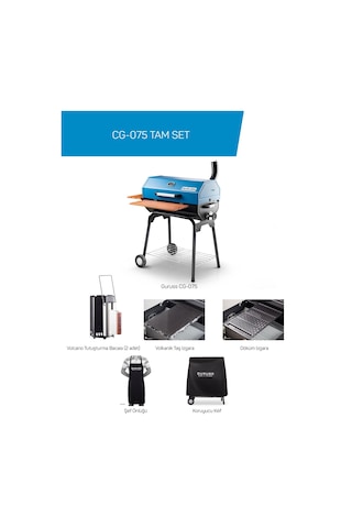 Guruss Cg-075 Kömürlü Barbekü Mangal Tam Set Mavi Model:grs04