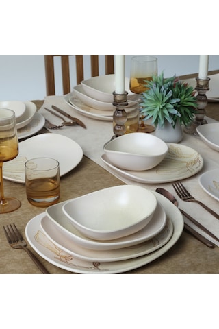 Vintage Bloom Isabella Yemek Takımı 24 Parça 6 Kişilik 22054-55-56-57 Krem
