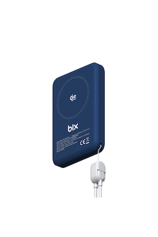 Bix Pb121 Qi2.2 Sertifikalı 25w Kablosuz Magsafe 10000mah Ultra Korumalı Powerbank Dahili Usb-c Kablolu Lacivert
