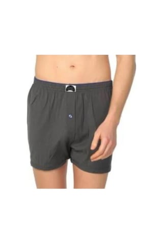 3 Lü Paket Gümüş Erkek Penye Boxer Düz Renk Pamuklu Erkek Boxer