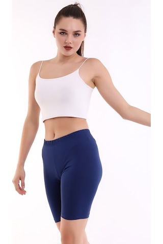 Self Clothing Kadın Lacivert Penye Kumaş Yüksek Bel Kısa Tayt Slf1295