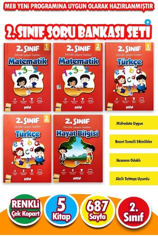 2.sınıf Etkinlikli Çalışma Seti 5 Kitap Toplam 824 Sayfa