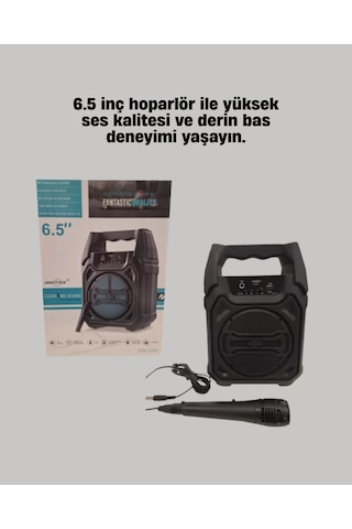 Hepsi Taşınabilir 6.5 Bluetooth Hoparlör Usb Tf Kart Mikrofonlu Şarjlı Sistem Najmaddin