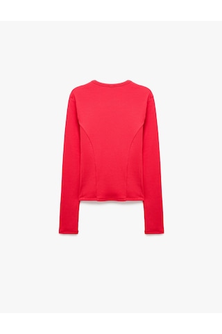 Koton Slim Fit Pamuklu Kaşkorse Bisiklet Yaka Uzun Kollu Tişört Kırmızı 7wak50222ek