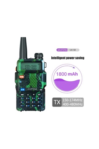 Jokmae Baofeng Uv-5r 5w Çift Frekanslı İletişim Cihazı, 128 Kanal, Led Ekran, El Feneri, Fm Radyo, 2800mah Pil, Kamuflaj, Avrupa Standardı