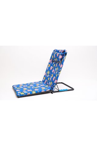 Herrmen Portatif Yastıklı ve Minderli Şezlong Saks Mavi