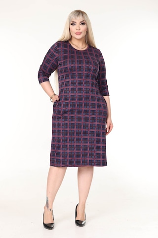 Çift Cepli Kışlık Büyük Beden Esnek Elbise 29a-2632 Desenli