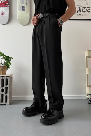 Flaw Atelier Old Money Extra Rahat Baggy Fit Kumaş Pantolon Siyah Siyah