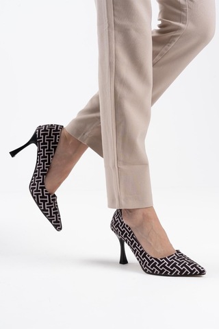 Kelsey Kadın Siyah Desenli Stiletto Siyah