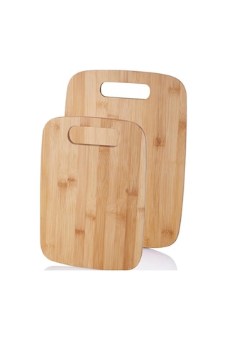 Balsa Bambu 2'li Kesme Tahtası-lüx Sunum Tahtası 33x24 Cm-28x20 Cm Bek1003 Kahverengi