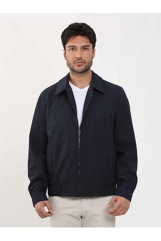 Dufy Lacivert Erkek Regular Fit Düz Klasik Yaka Bomber Mont - 104394-Lacivert