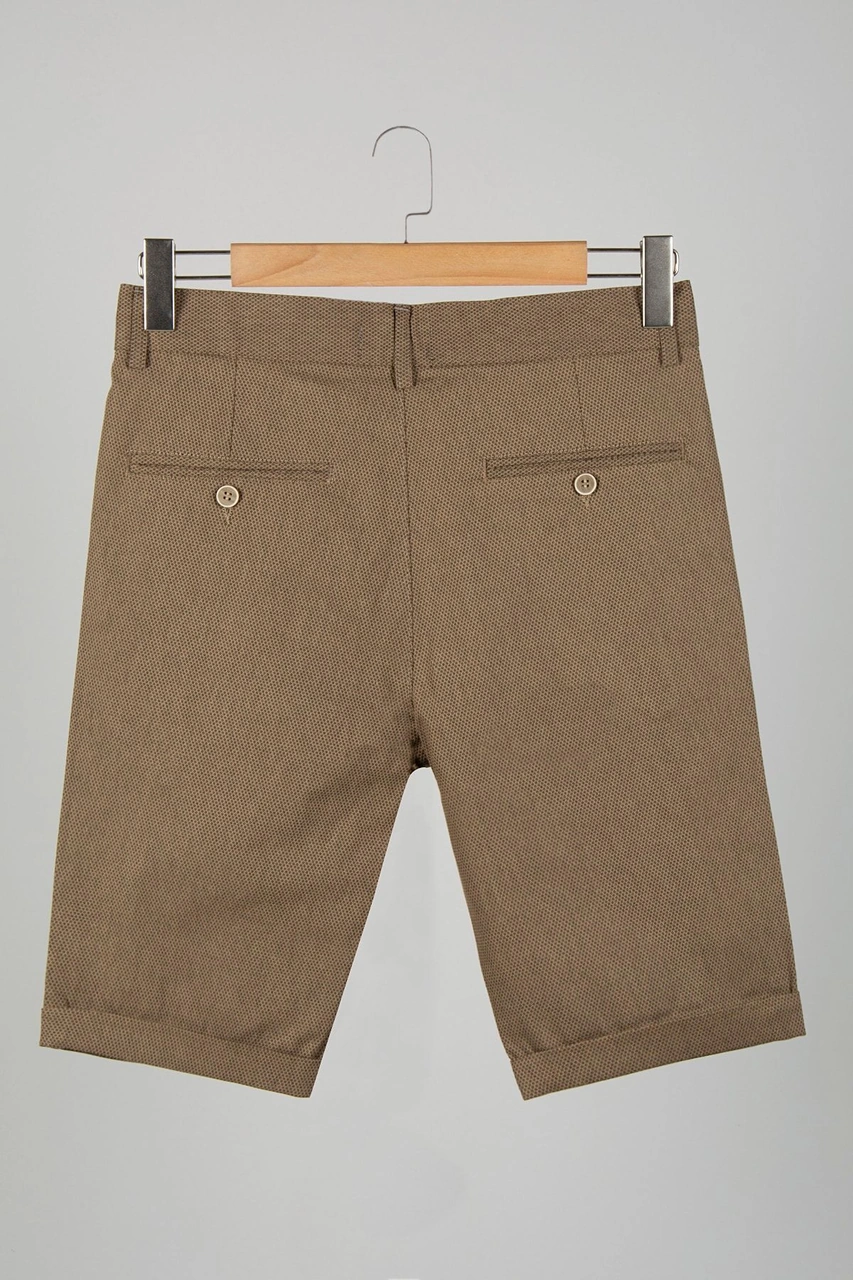 Veaven Erkek Bal Rengi Slim Fit Keten Şort Vavn9y-2200196-4 Bal Rengi