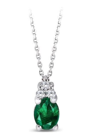 0.26 Karat Pırlantalı Zümrüt Kolye