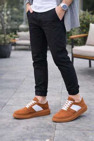 Mevese Lunex Erkek Bağcıklı Süet Günlük Spor Sneaker Ayakkabı - Taba - Beyaz