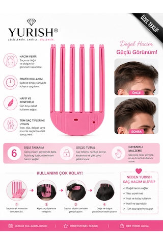 Büyük Boy Sihirli Saç Hacim Veren Klips Aparatı 6 Dişli / Hair Volume Clip/ Saç Tepesi Dolgunlaştırıcı Aparatı 0