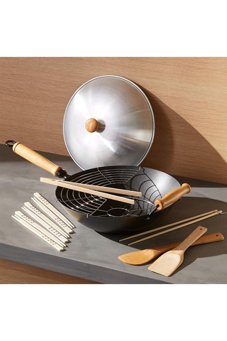 10 Parça Wok Tava Seti, Otantik Çin Mutfağı Deneyimi Çok Renkli