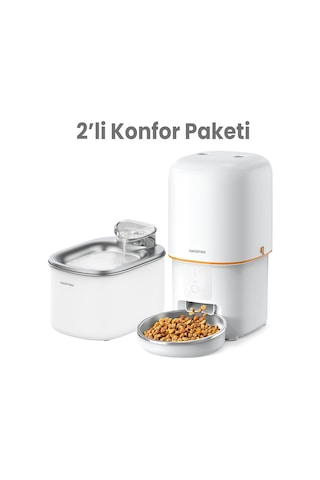 Haustier Pwf Akıllı Beslenme İstasyonu, Akıllı Kedi Mama Kabı & Kedi Su Sebili İkisi Bir Arada Avantaj Set, Pf02 Akıllı Mama Kabı, Wf007l Otomatik Kedi Su Sebili, Combo Set Beyaz