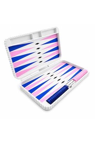 Katlanabilir Tavla Seti 25x22 Cm Mor Mavi Seyahat Tavlası Zar Ve Pullar Dahil Taşınabilir Mini Tavla Oyunu