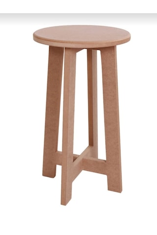 Boyanabilir Ahşap Mdf Yuvarlak Demonte Tabure 30x50 Cm