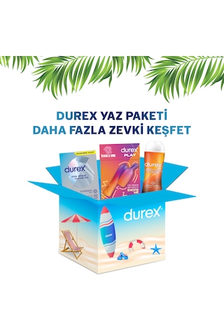 Durex Yaz Paketi – Yok Ötesi Ekstra His Prezervatif 20'li + 2si1 Arada Titreşimli Vibratör + Ylang Ylang Jel 200 ML