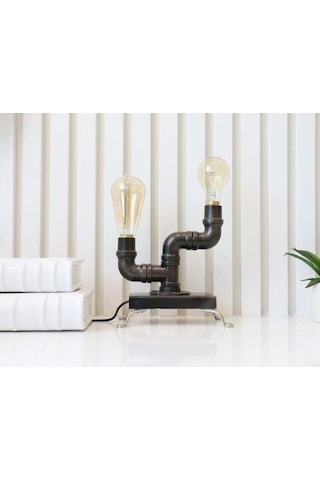 Borulardan Masa Lambası,endüstriyel Minimalist Lamba,hediyelik Rustik Siyah