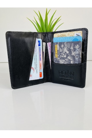 Roan Hakiki Deri Minimal Kartlık/kartvizitlik Siyah Kroki