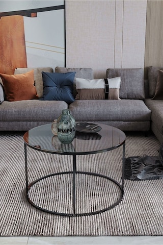 Dekoport Royal Orta Sehpa - Füme Cam Siyah