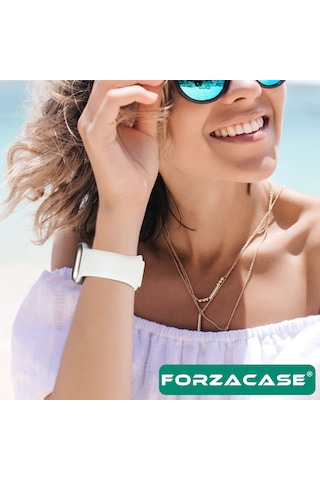 Forzacase Apple Uyumlu Watch 10 42mm İle Silikon Kordon Kayış - Fc004 Beyaz