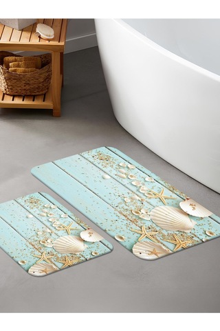 Dijital Baskılı Yıkanabilir Kaymaz Taban 2li Banyo Halısı Paspas Klozet Takımı 5099b