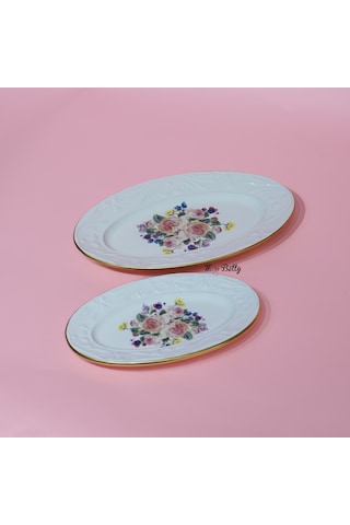 Rose Deluxe Porselen 2'li Kayık Tabak Pembe