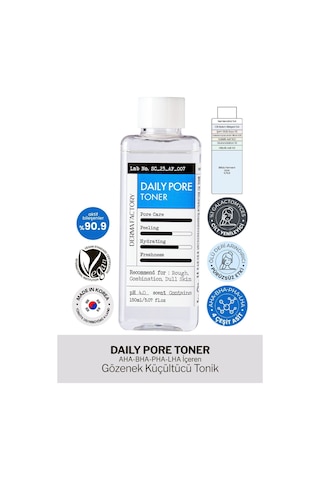 Derma Factory AHA-BHA-PHA-LHA İçeren Gözenek Küçültücü Tonik Derma Factory Daily Pore Toner 150ml