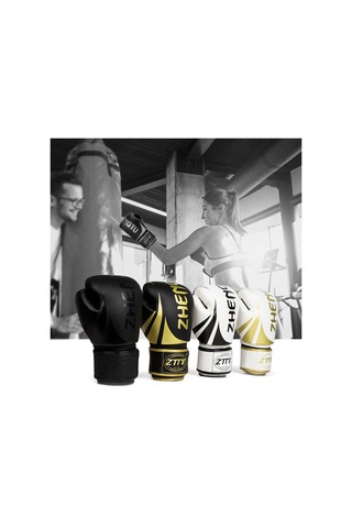 Moveevo Profesyonel Boksa Eldiveni, Dayanıklı Pu, Şok Emici Sprey, Ventilasyonlu, Muay Thai, Sandık Antrenmanı, Beyaz Altın, 10oz Beyaz