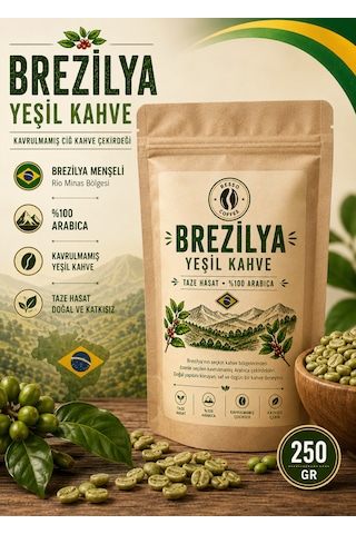 Brezilya %100 Arabica Yeşil & Çiğ Kahve Çekirdeği 250 Gr. Çekirdek Kahve