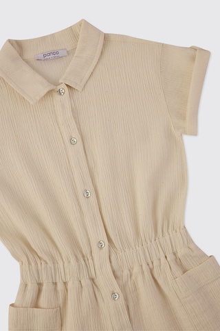 Panço Kız Çocuk Cepli Bej Tulum Krem 2611GK24005
