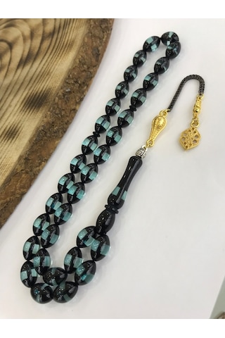 Sultantelkari Sürmeli Model Su Yeşili Tonunda Toz Kehribar Tesbih