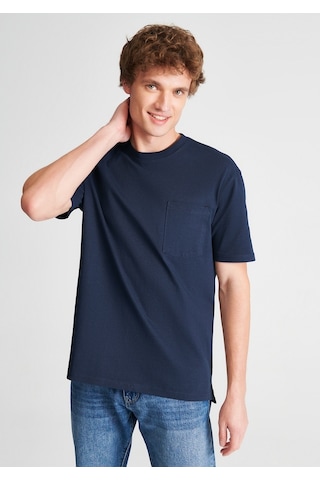 Mavi - Cepli Lacivert Basic Tişört 066248-70490-Lacivert