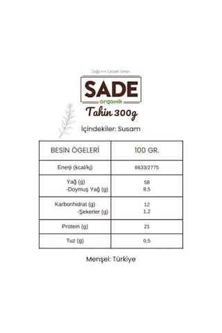 Sade Organik Tahin & Dut Pekmezi Paketi