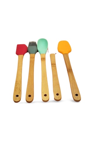 5 Parça Silikon Kaşık Ve Servis Takımı 20 Cm Çok Renkli
