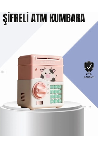 Pembe Elektronik Şifreli Otomatik Para Çeken Atm Kumbarası Diğer