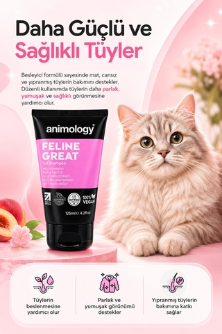 Animology Feline Great Cildi Ve Kürkü Besleyici Ve Tüy Yapısını Onarıcı Kedi Şampuanı 125 Ml