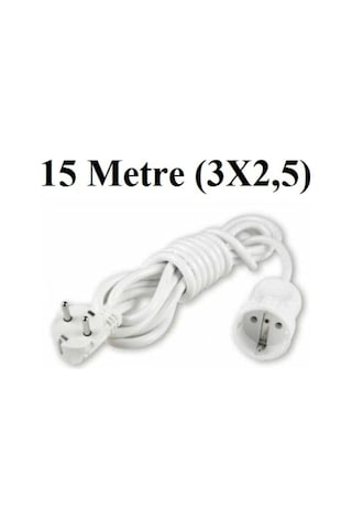 Topraklı Uzatma Seyyar Kablosu 15 Metre Tekli Priz 3x2,5 Mm Seyyar Uzatma Kablosu 15 M