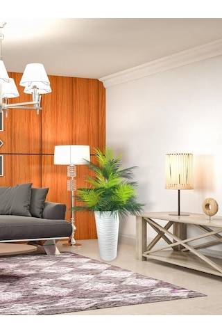 Yapay Çiçek Areka Salon Bitkisi Beyaz Uzun Kumsal Vazoda 130cm 45yaprak