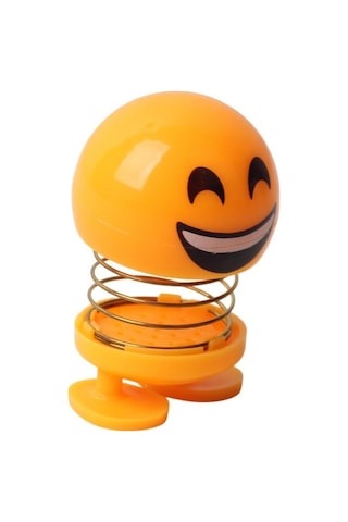 Kahkaha Atan Emoji Smile Zıp Zıp Kafa 8 Cm Araba Torpido Süsü Masaüstü Dekoratif Figür Pasta Süsü Emoji